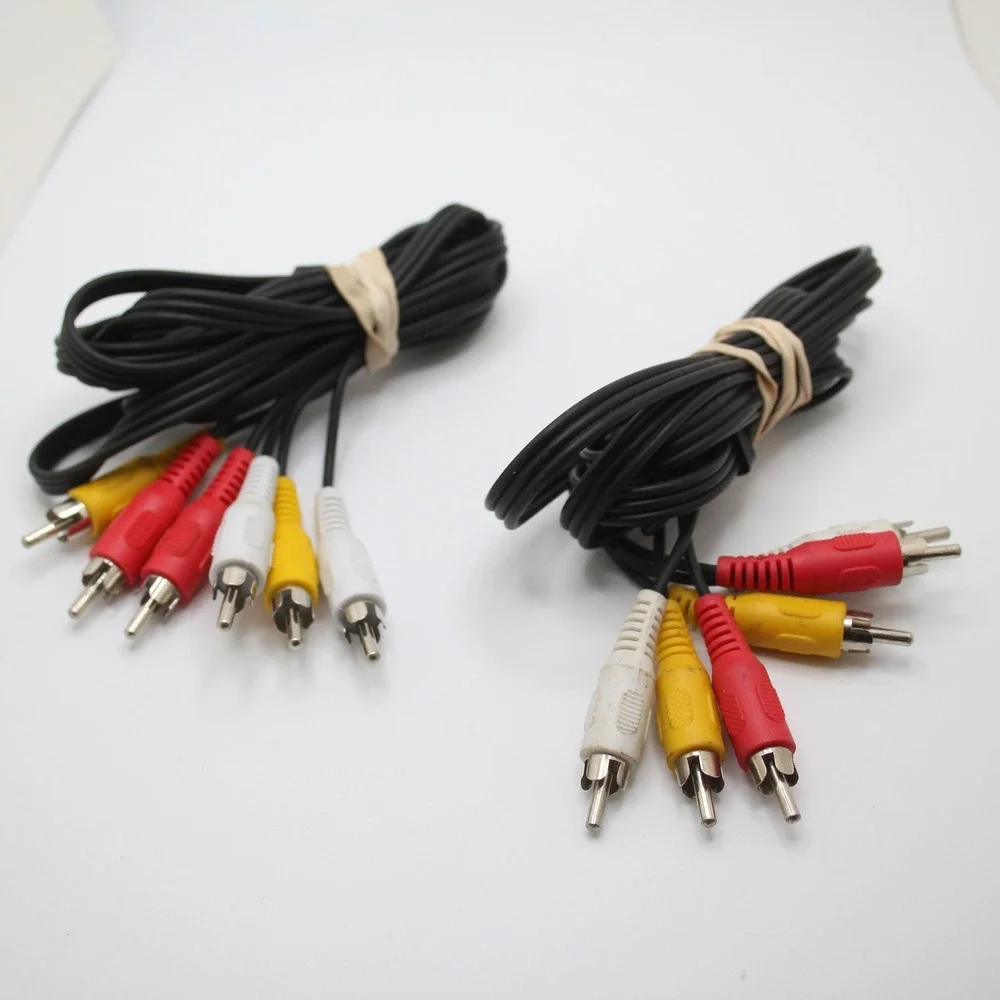 Two Sets of RCA Audio‎ Video Cables Composite Cable Connector Red White Yellow